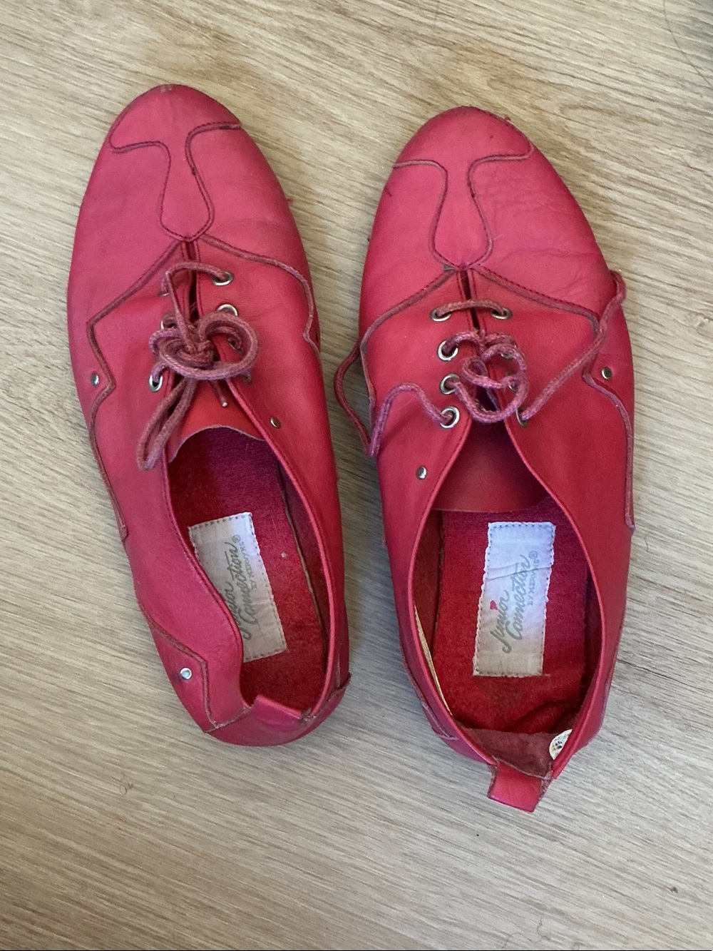 Women’s Red Leather Lace-Up Derby — Casual Smart Oxford